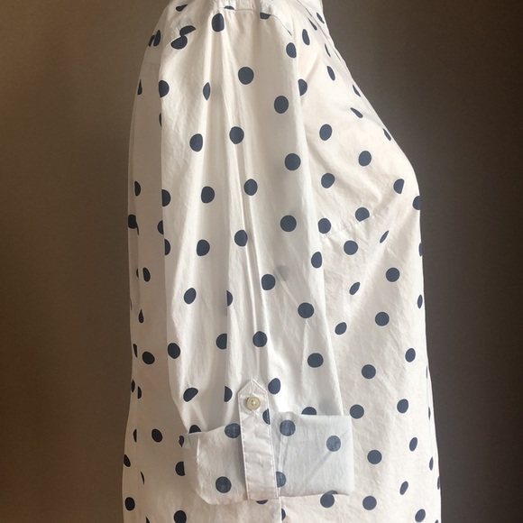 Talbots, XS, Blue Polka Dot blouse - Picture 3 of 6